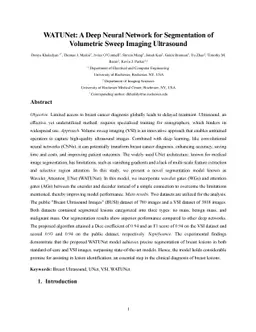 WATUNet: A Deep Neural Network for Segmentation of Volumetric Sweep
  Imaging Ultrasound
