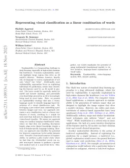 Representing visual classification as a linear combination of words