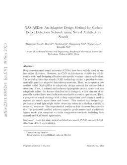NAS-ASDet: An Adaptive Design Method for Surface Defect Detection
  Network using Neural Architecture Search