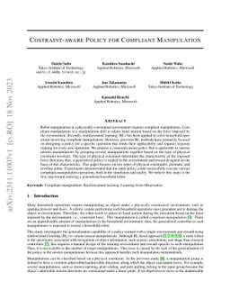 Constraint-aware Policy for Compliant Manipulation