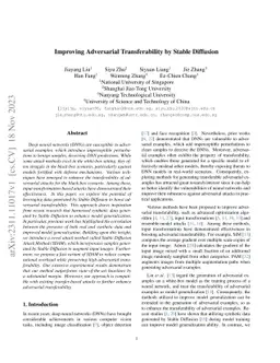 Improving Adversarial Transferability by Stable Diffusion