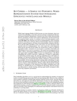 Bit Cipher -- A Simple yet Powerful Word Representation System that
  Integrates Efficiently with Language Models