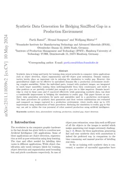 Synthetic Data Generation for Bridging Sim2Real Gap in a Production
  Environment