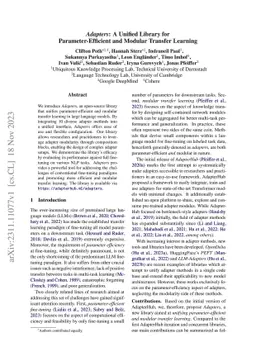 Adapters: A Unified Library for Parameter-Efficient and Modular Transfer
  Learning