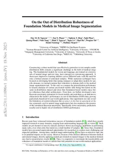 On the Out of Distribution Robustness of Foundation Models in Medical
  Image Segmentation