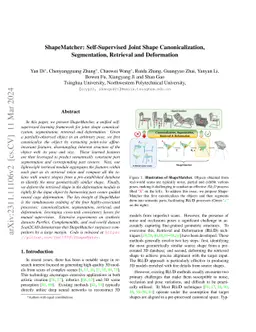ShapeMatcher: Self-Supervised Joint Shape Canonicalization,
  Segmentation, Retrieval and Deformation