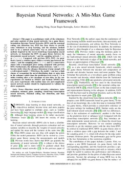 Bayesian Neural Networks: A Min-Max Game Framework