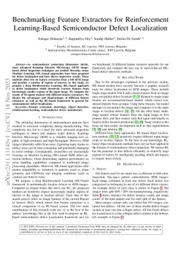 Benchmarking Feature Extractors for Reinforcement Learning-Based
  Semiconductor Defect Localization