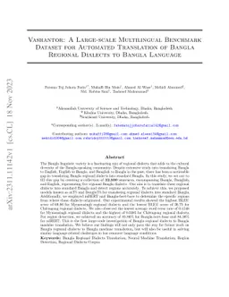 Vashantor: A Large-scale Multilingual Benchmark Dataset for Automated Translation of Bangla Regional Dialects to Bangla Language