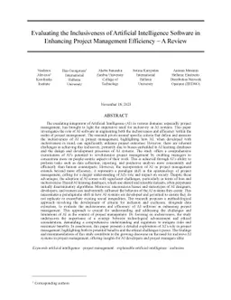 Evaluating the Inclusiveness of Artificial Intelligence Software in
  Enhancing Project Management Efficiency -- A Review