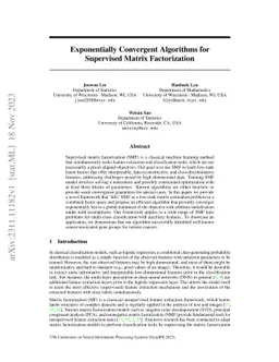 Exponentially Convergent Algorithms for Supervised Matrix Factorization