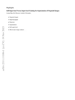 Self-Supervised Versus Supervised Training for Segmentation of Organoid
  Images