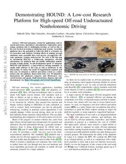 Demonstrating HOUND: A Low-cost Research Platform for High-speed
  Off-road Underactuated Nonholonomic Driving