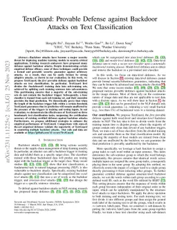 TextGuard: Provable Defense against Backdoor Attacks on Text
  Classification