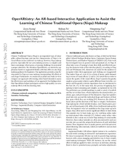 OperARtistry: An AR-based Interactive Application to Assist the Learning
  of Chinese Traditional Opera (Xiqu) Makeup