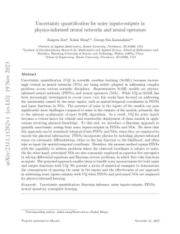 Uncertainty quantification for noisy inputs-outputs in physics-informed
  neural networks and neural operators