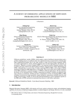 A Survey of Emerging Applications of Diffusion Probabilistic Models in
  MRI