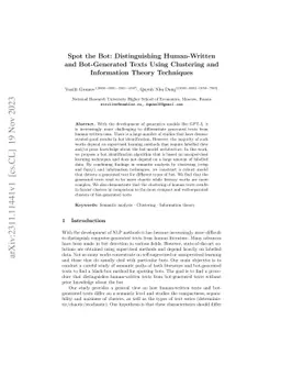 Spot the Bot: Distinguishing Human-Written and Bot-Generated Texts Using
  Clustering and Information Theory Techniques