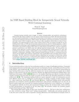 An NMF-Based Building Block for Interpretable Neural Networks With
  Continual Learning