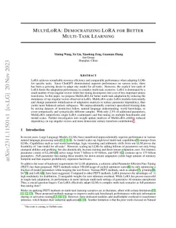 MultiLoRA: Democratizing LoRA for Better Multi-Task Learning