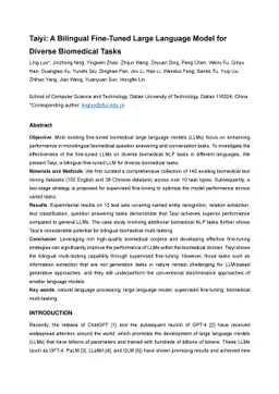 Taiyi: A Bilingual Fine-Tuned Large Language Model for Diverse
  Biomedical Tasks