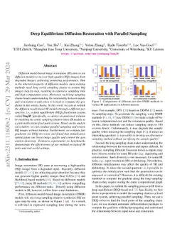 Deep Equilibrium Diffusion Restoration with Parallel Sampling