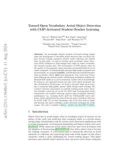 Toward Open Vocabulary Aerial Object Detection with CLIP-Activated
  Student-Teacher Learning
