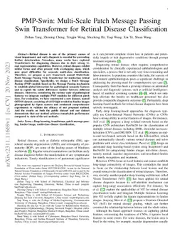 PMP-Swin: Multi-Scale Patch Message Passing Swin Transformer for Retinal
  Disease Classification