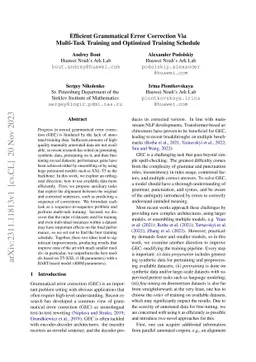 Efficient Grammatical Error Correction Via Multi-Task Training and
  Optimized Training Schedule