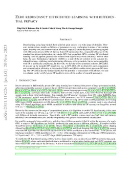 Zero redundancy distributed learning with differential privacy