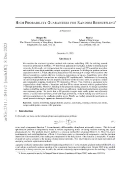 High Probability Guarantees for Random Reshuffling