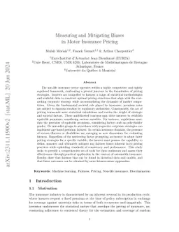 Measuring and Mitigating Biases in Motor Insurance Pricing