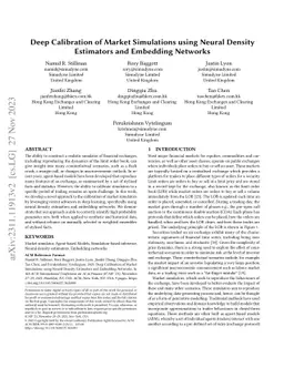 Deep Calibration of Market Simulations using Neural Density Estimators
  and Embedding Networks