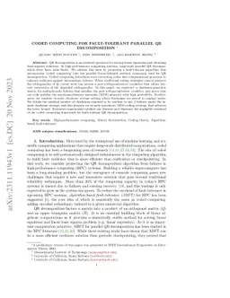Coded Computing for Fault-Tolerant Parallel QR Decomposition
