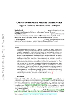 Context-aware Neural Machine Translation for English-Japanese Business
  Scene Dialogues