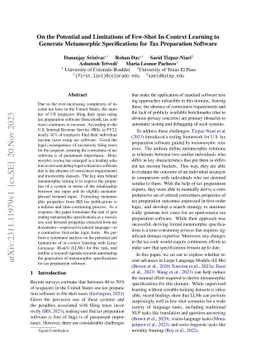 On the Potential and Limitations of Few-Shot In-Context Learning to
  Generate Metamorphic Specifications for Tax Preparation Software