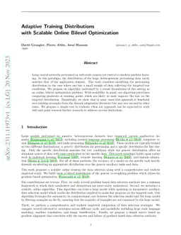 Adaptive Training Distributions with Scalable Online Bilevel
  Optimization