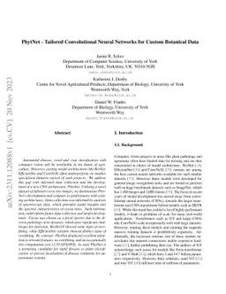 PhytNet -- Tailored Convolutional Neural Networks for Custom Botanical
  Data