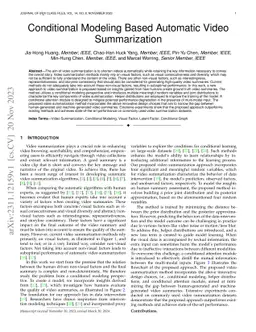 Conditional Modeling Based Automatic Video Summarization