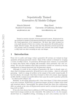 Nepotistically Trained Generative-AI Models Collapse