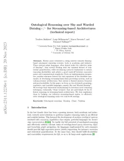 Ontological Reasoning over Shy and Warded Datalog$+/-$ for
  Streaming-based Architectures (technical report)