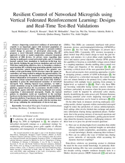 Resilient Control of Networked Microgrids using Vertical Federated
  Reinforcement Learning: Designs and Real-Time Test-Bed Validations
