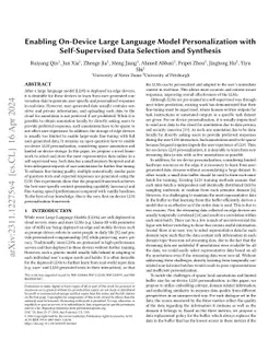Enabling On-Device Large Language Model Personalization with
  Self-Supervised Data Selection and Synthesis