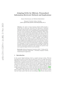 Adapting LLMs for Efficient, Personalized Information Retrieval: Methods
  and Implications