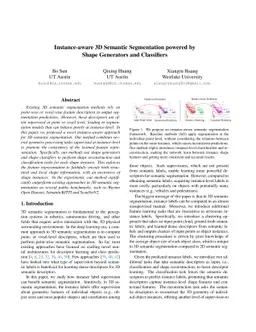 Instance-aware 3D Semantic Segmentation powered by Shape Generators and
  Classifiers