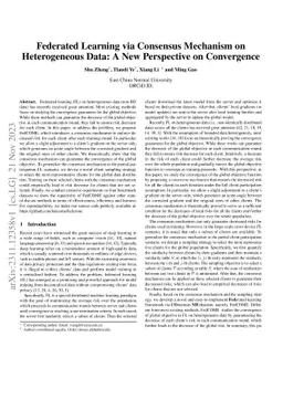 Federated Learning via Consensus Mechanism on Heterogeneous Data: A New
  Perspective on Convergence