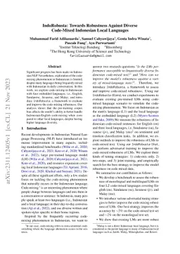 IndoRobusta: Towards Robustness Against Diverse Code-Mixed Indonesian
  Local Languages