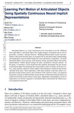 Learning Part Motion of Articulated Objects Using Spatially Continuous
  Neural Implicit Representations