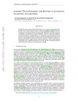 Looped Transformers are Better at Learning Learning Algorithms