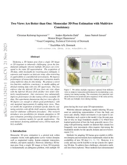 Two Views Are Better than One: Monocular 3D Pose Estimation with Multiview Consistency